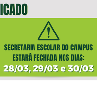 Comunicado: Secretaria de Gestão Escolar estará fechada entre os dias 28 a 30 de março