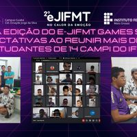 Professor Paulo Costa, Professora Juliana Antunes e alunos que colaboraram na organização do e-JIFMT 2022Games superou expectativas ao reunir mais de 200 estudantes de 14 campi do IFMT